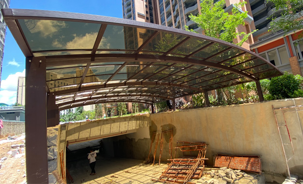 小區(qū)停車場入口車棚案例